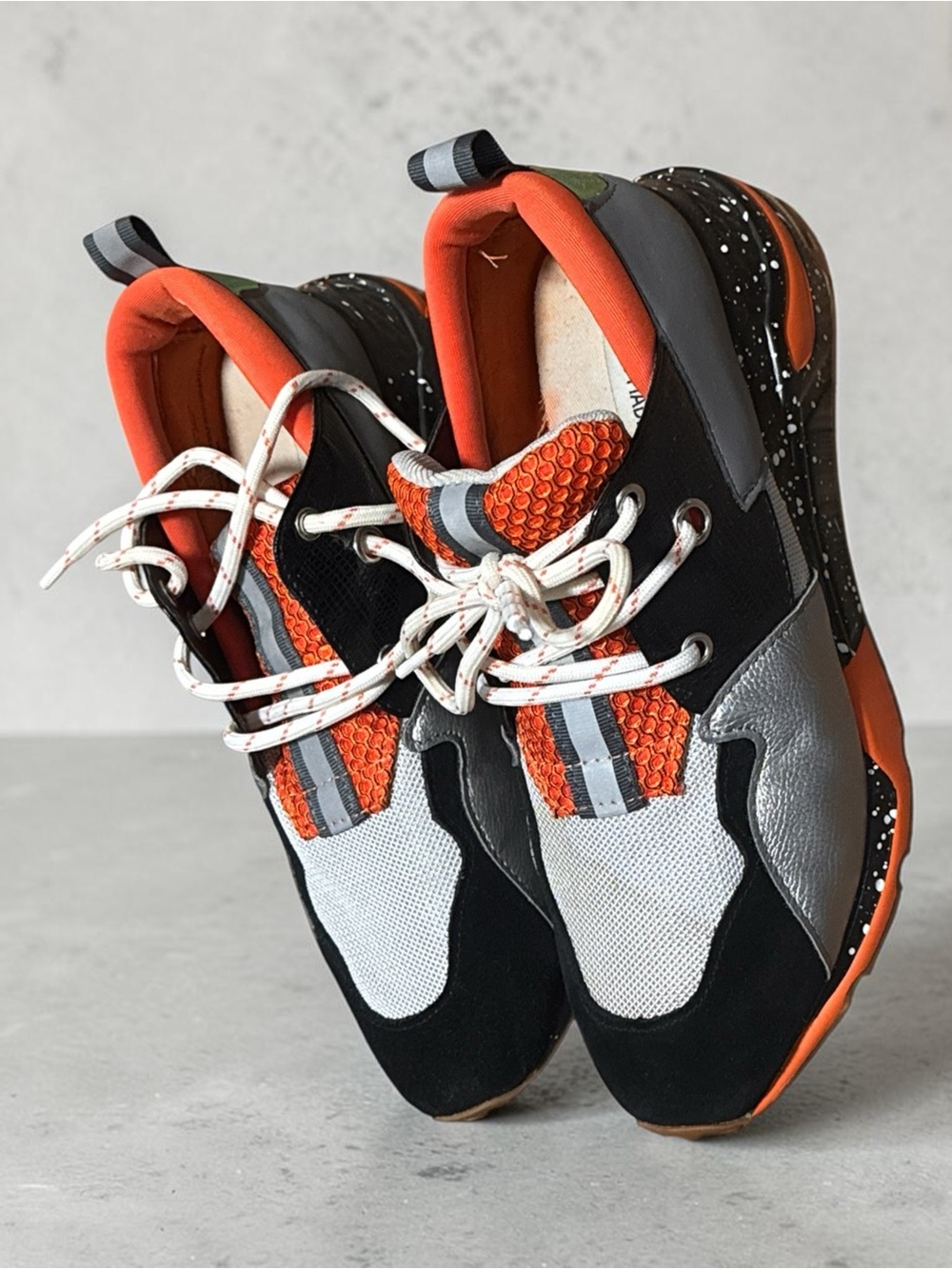 Steve Madden Black Orange Gray Mixed-Material Chukka Boots